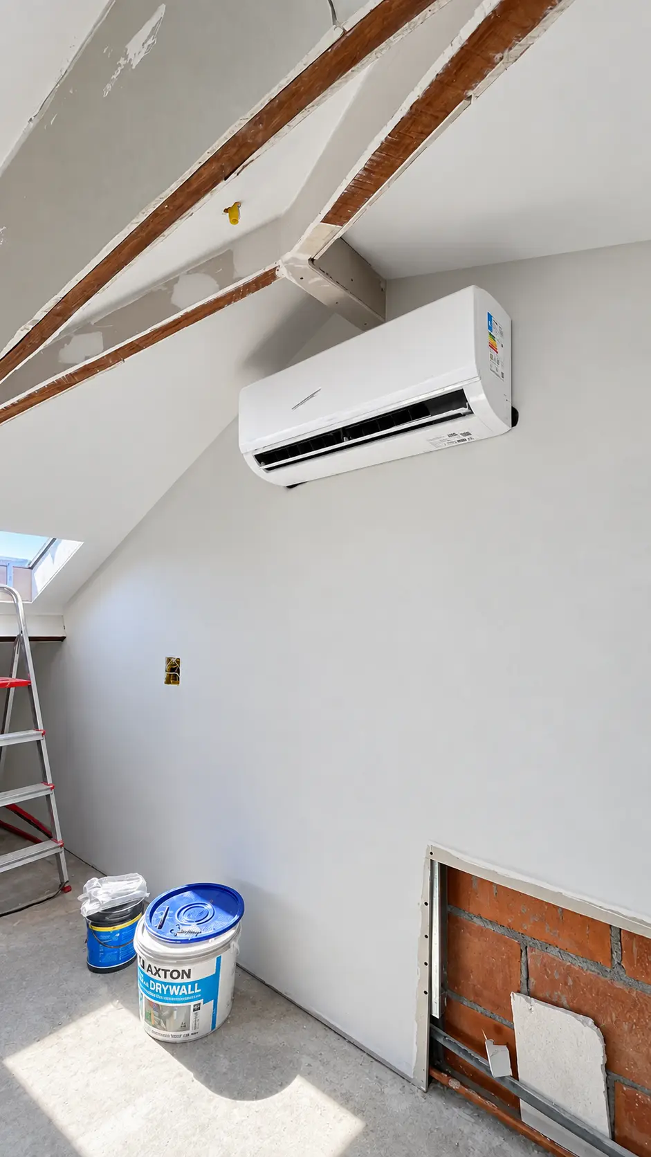 Instalação de ar-condicionado split durante obra residencial